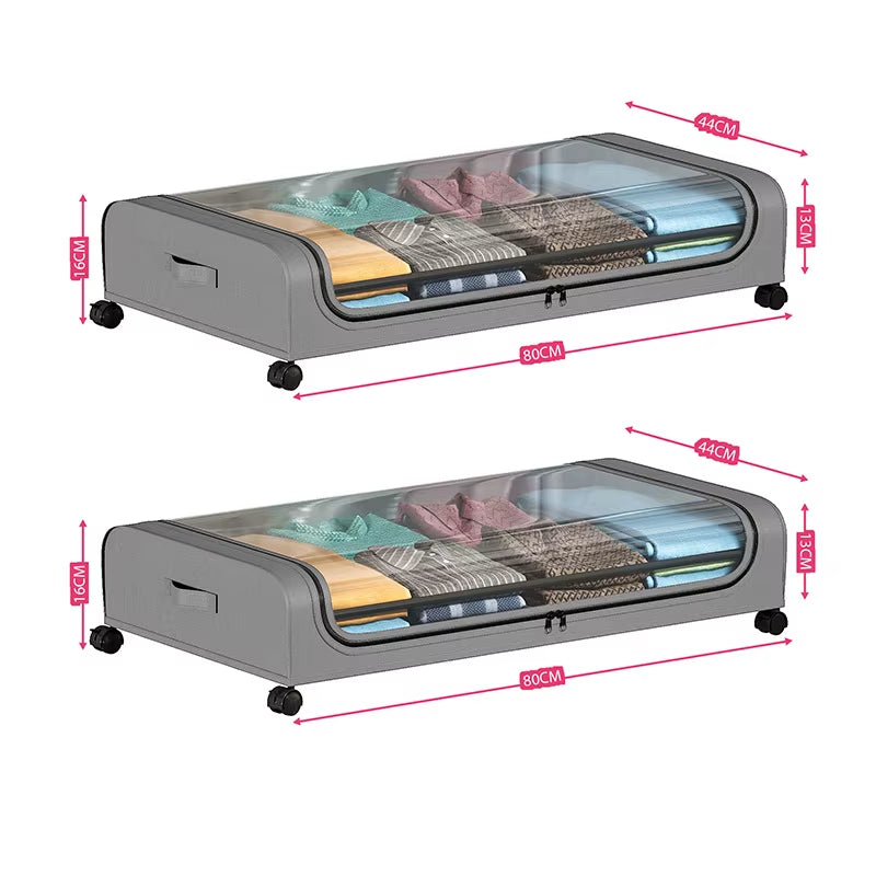 Under Bed Storage Organizer - Underbed Bins with Wheels and Lid for Clothes Bedding Shoes Blankets Books Toys Home Organization