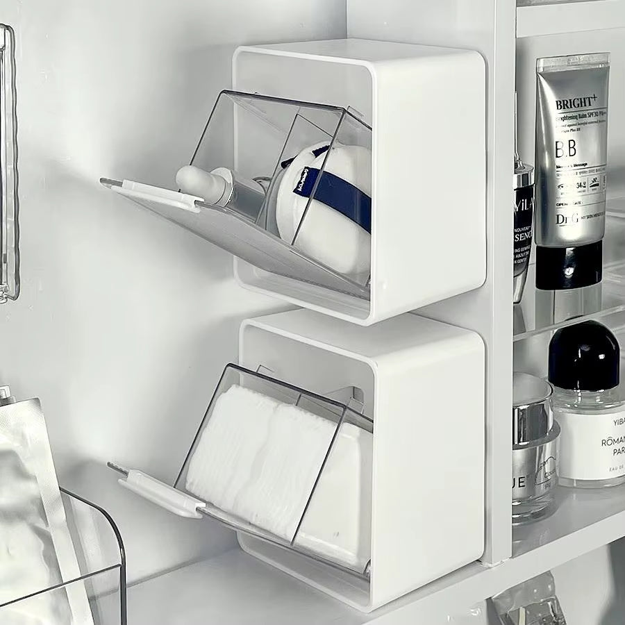 Wall Mounted Qtip Holder Canisters for Cotton Swab, Floss Qtip Dispenser Qtip Jars with Lid Cotton Ball Organizers Storage Box