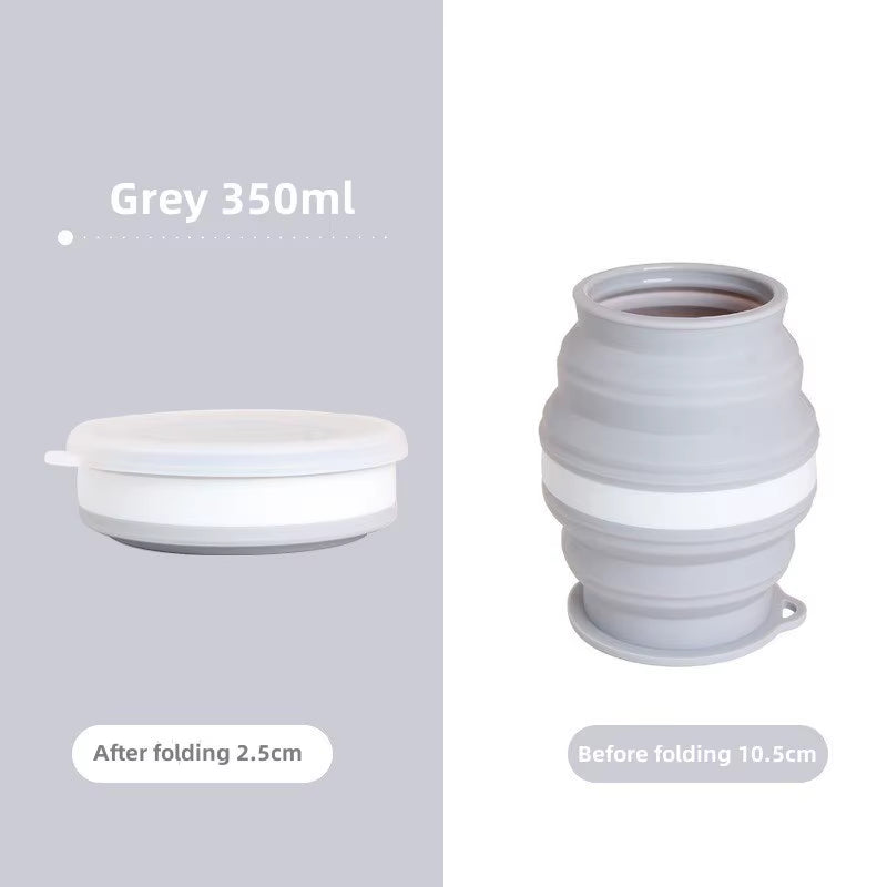 Portable Silicone Foldable Cup with Lanyard Heat Resistant Collapsible Cups Lid Folding Storage Travel Mug for Hot Water