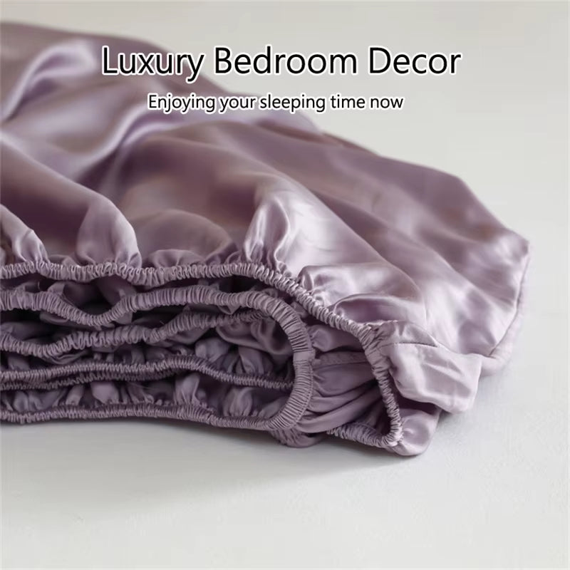 23Mm Mulberry Silk Fitted Sheets 100% 23 Momme Natural Silk Bed Sheet Luxury Smooth Mattress Cover Breathable Soft Bedding Sheet