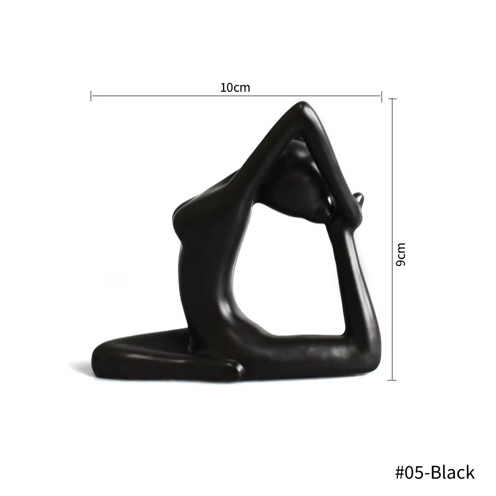24 Styles Creative Abstract Art Ceramic Yoga Poses Sculptures Figurines Craft Yoga Lady Figure Studio Office Home Decor Ornament