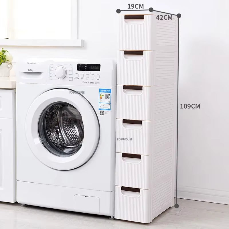 Modern Floor Drawer Type Cabinet Bathroom Storage Cabinet Plastic Narrow Multi-Layer Toilet Corner Large Capacity Storage Shelf