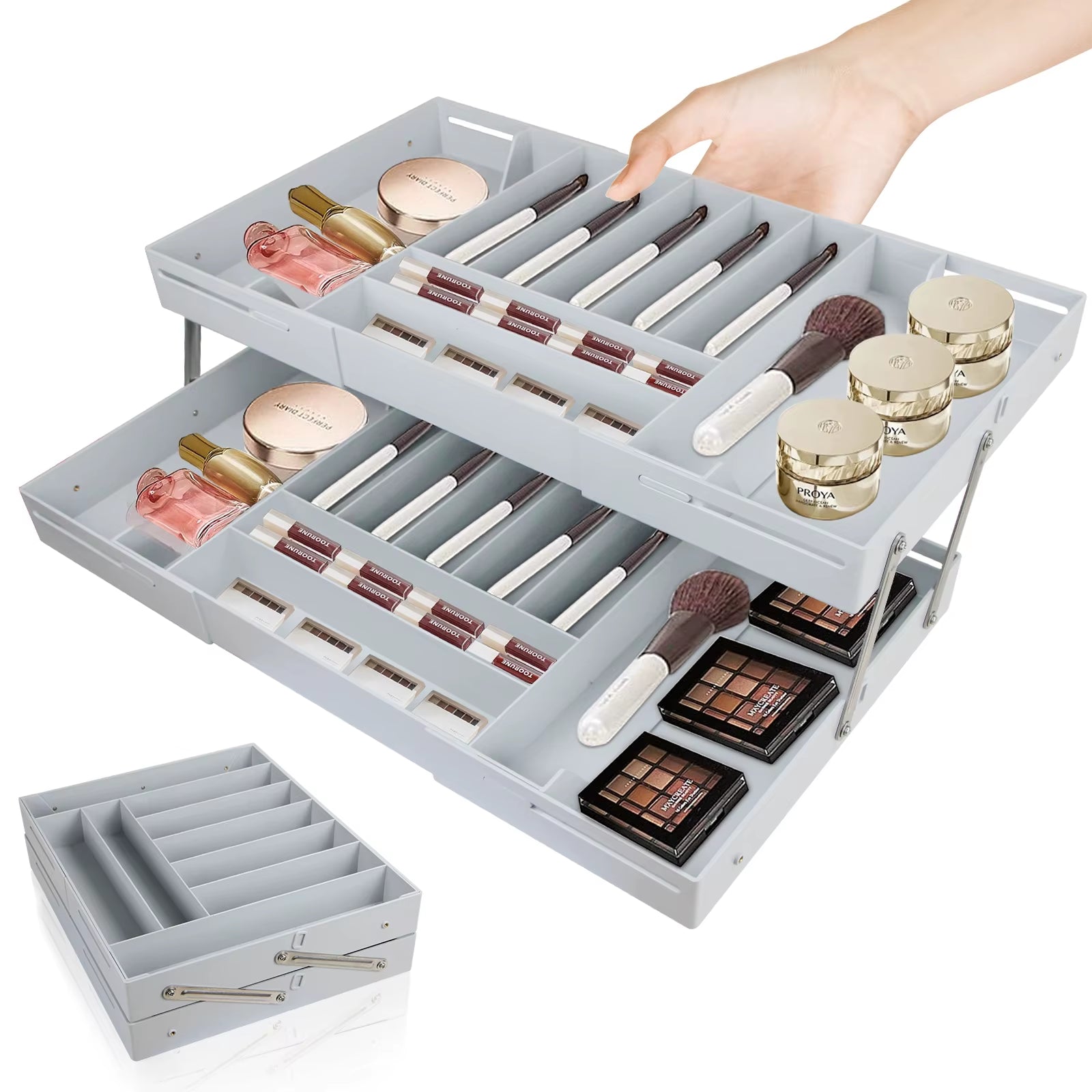 2 Tier Drawer Organizer Multi Level Collapsible Expandable Desk Organizer Trays for Office Supplies, Kitchen Gadgets Utensils