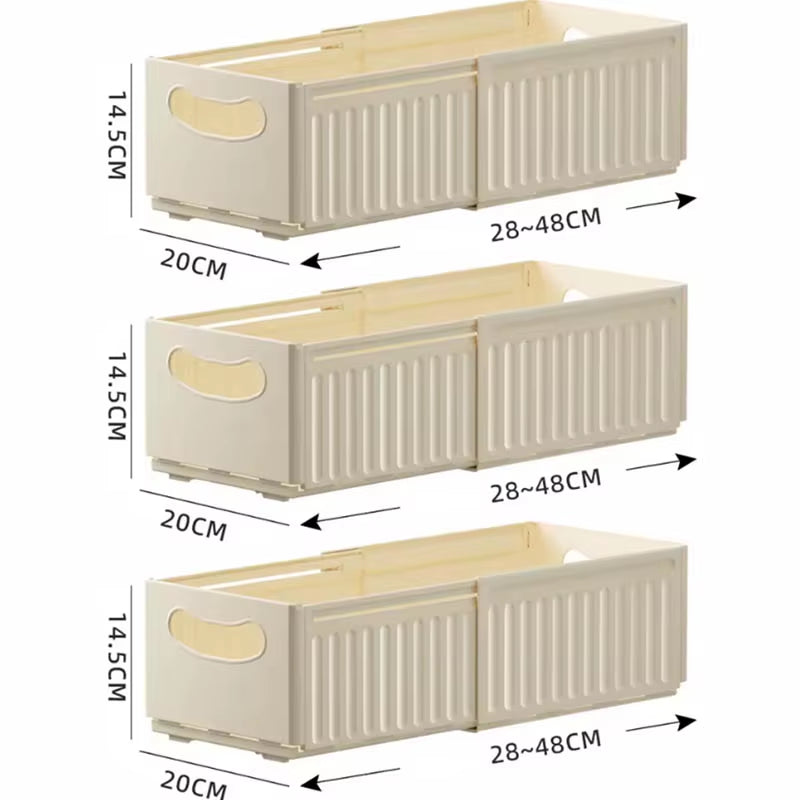 1/2/3PCS Retractable Drawer Organizer Adjustable Cabinet Storage Box Stackable Kitchen Organizers Sorting Storage Box for Home