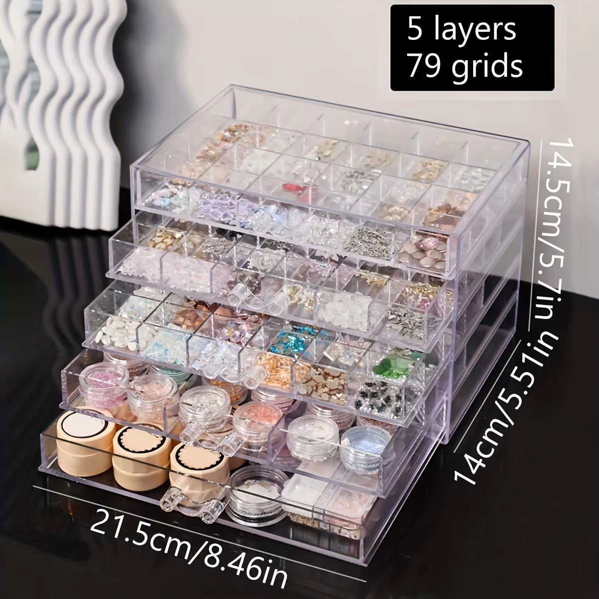 1Pc Acrylic 3-Layer/5-Layer Jewelry Nail Accessories Storage Box, Transparent Ring Jewelry Display Box Room Aesthetic Decoration