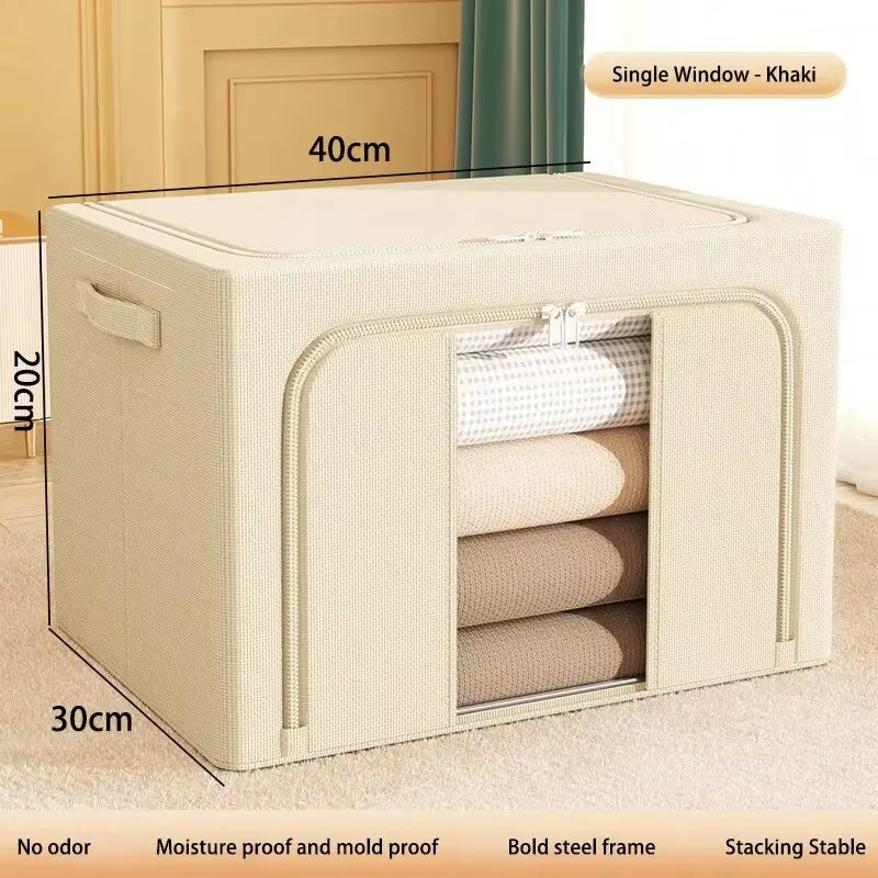 1Pcs Quilt Organizer for Underwear Storage Box Storage and Organization Transparent Clothing Foldable Fabric Steel Frame Home