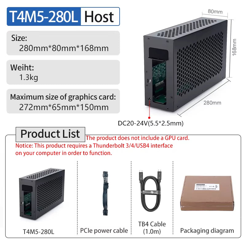 Mini Egpu Thunderbolt 3/ 4 Box External Graphics Card Support Notebook