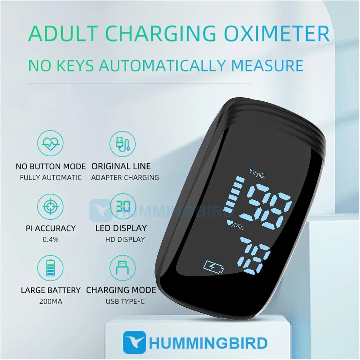 Pulse Oximeter Fingertip, Pulse Oximeter with Rechargeable, Oxygen Meter Finger Pulse Oximeter, Fingertip Blood Oxygen Saturation Monitor Rechargeable, Accurate Fast Spo2 Reading for Sports
