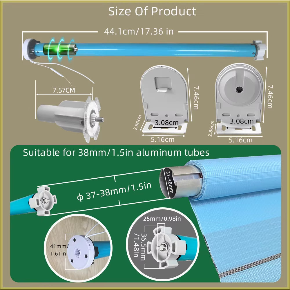 Tuya Zigbee Battery Window Smart Curtains Blinds Roller Motor for 37 38Mm Tube Work Alice Alexa Smart Speaker Home