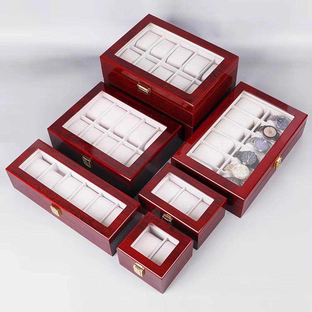 Luxury Wooden Watch Box 1/2/3/5/6/10/12 Grids Watch Organizers 6 Slots Wood Holder Boxes for Men Women Watches Jewelry Display
