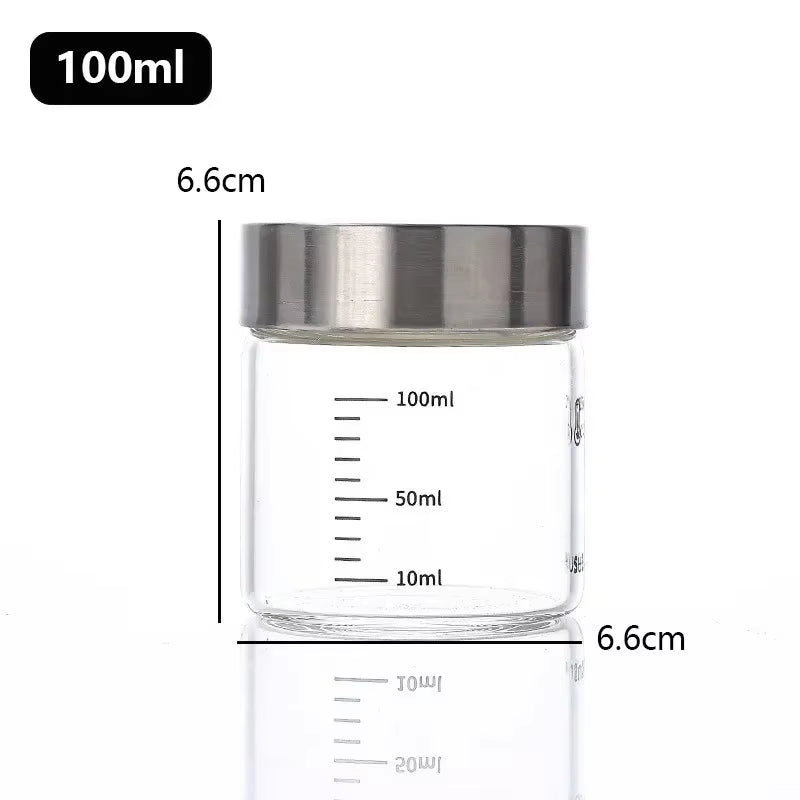 100-500Ml High Borosilicate Glass Bottle with Scale Heat-Resistant Glass Seal Jar Kitchen Seasoning Spices Storage Bottle Gadget