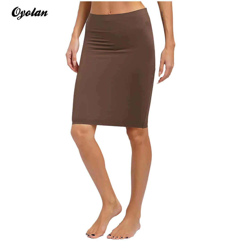 Sexy Women Tummy Control Body Shaper Skirt High Waist Shaperwear Underdress Seamless Plain Color Tight Fitting Shaper Skirt