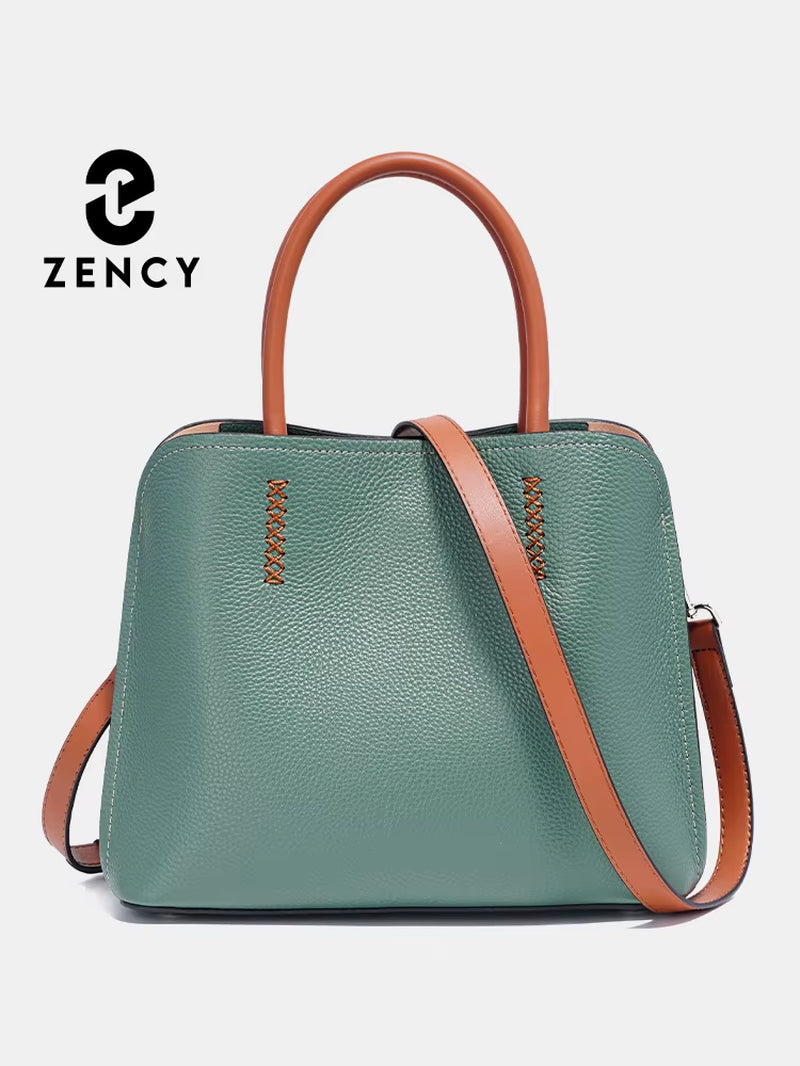 Zency Women'S Genuine Leather Shopper Bag Designer Shoulder Bags Handbag Large Bucket Bag Tote Cross Body 2024 Bolso De Mujer