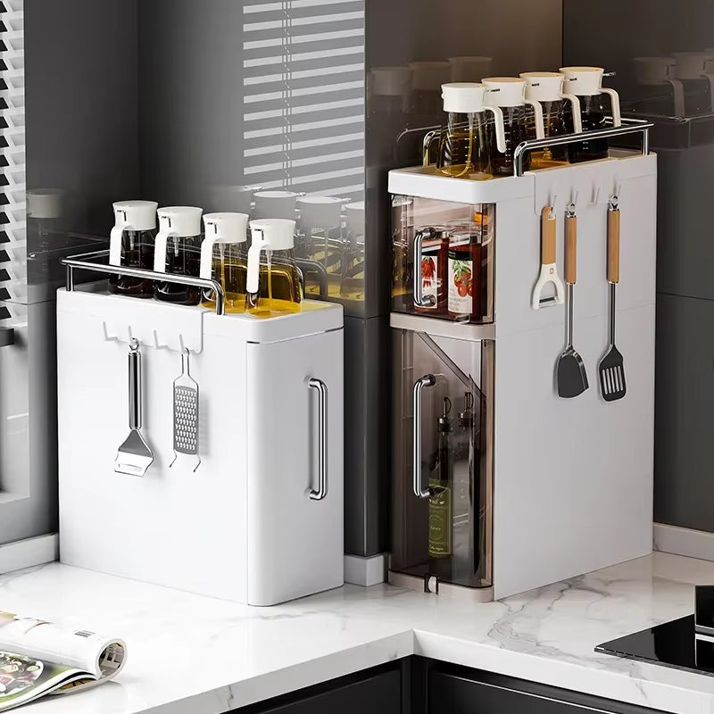 2/3 Layer Kitchen Spice Shelves Pull-Out Spice Organizer Shelf Household Multi-Functional Oil Salt Sauce and Vinegar Storage