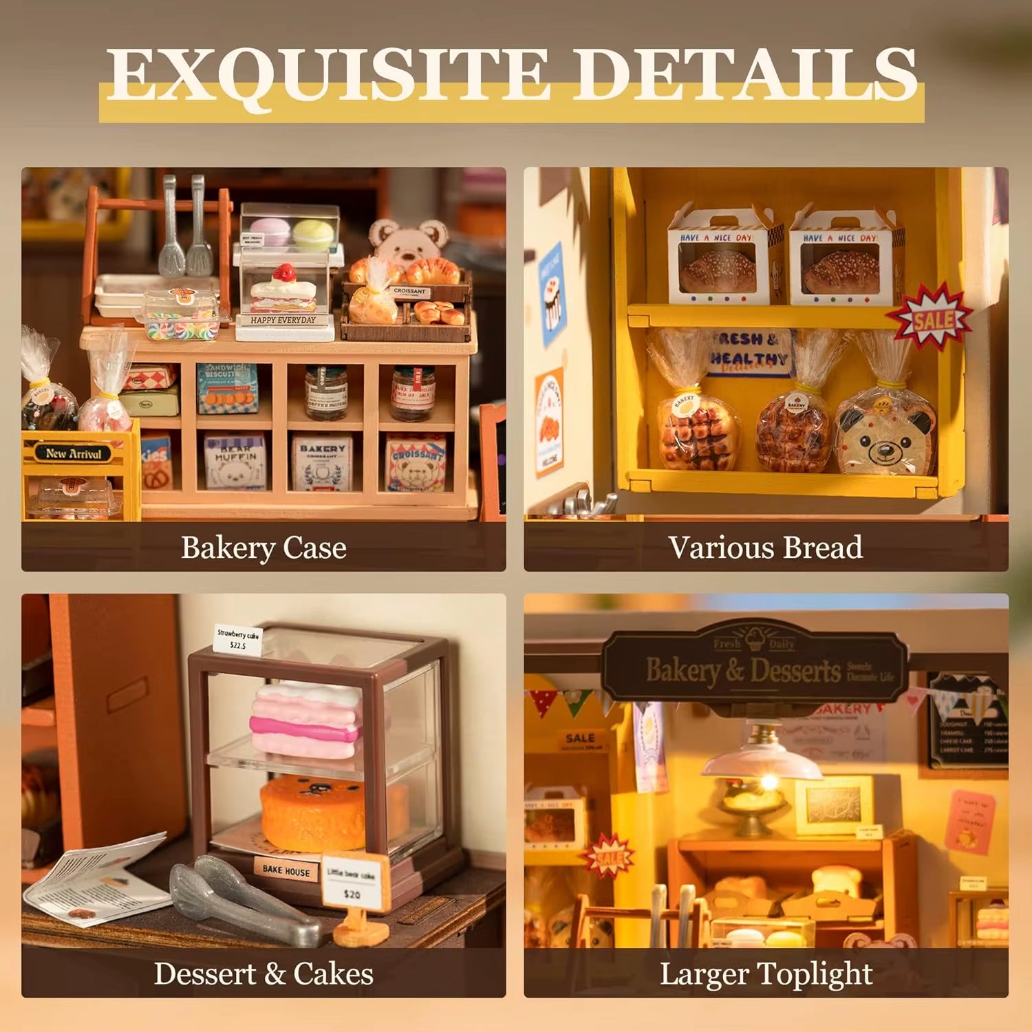 Rolife Becka'S Baking House 3D Puzzle DIY Miniature Dollhouse Kit Amazing Gift for Children DG161