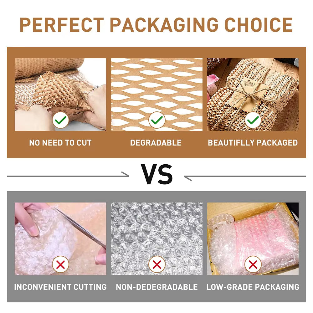 Honeycomb Folding Wrapping Material Brown 30Cm Biodegradable Diy Decorative Gift Improve Packing Efficiency Cushioning Paper