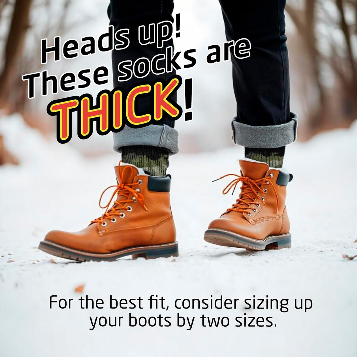Thermal Socks for Men - Extreme Cold Weather, 2 Pack Thick Warm Socks, Winter Insulated, Size 6-12.5