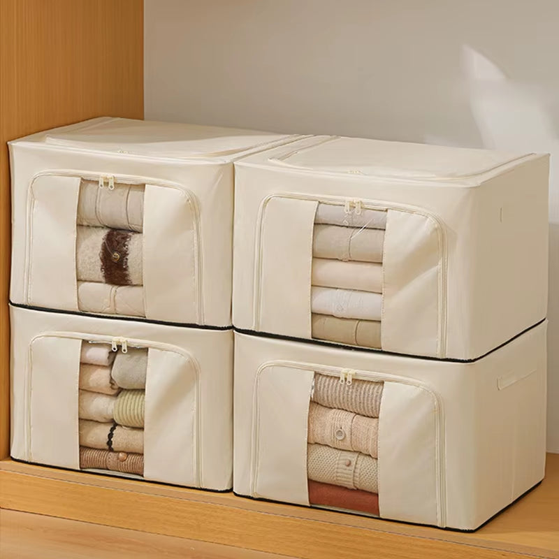 Foldable Large Capacity Clothing Storage Box Single Window Visible Fabric Dustproof Moisture-Proof Multi-Purpose Storage Box