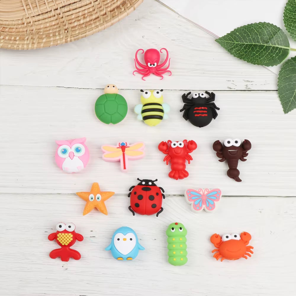 Cartoon Insect Shape Wire Cord Protector Silicone Case Data Line Cover Cute Animal Wired Earphone USB Charger Cable Protectors