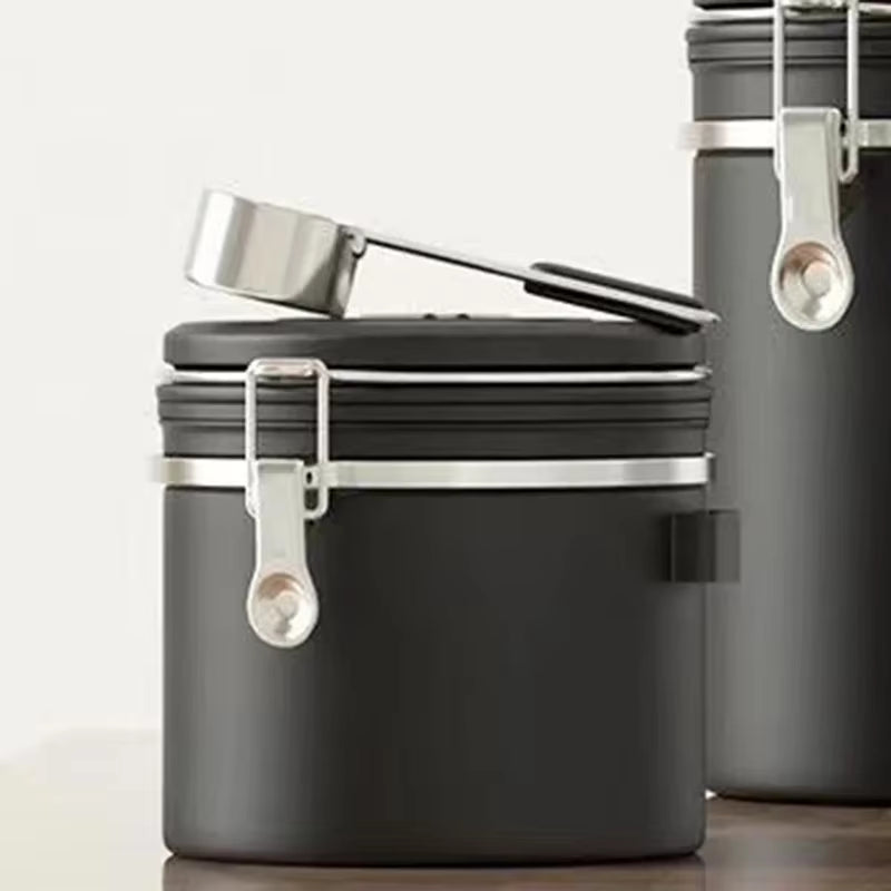 Stainless Steel Coffee Beans Vacuum Storage Jar with Spoon Large Capacity Airtight Container Grains Nut Keep Fresh Storage Jar
