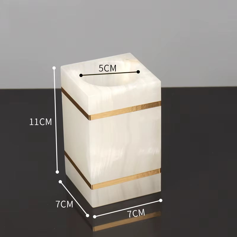 White Onyx Natural Marble Bathroom Accessories Set Gold Luxury Soap Dispenser Soap Dish Tray Toothbrush Holder Bathroom Set