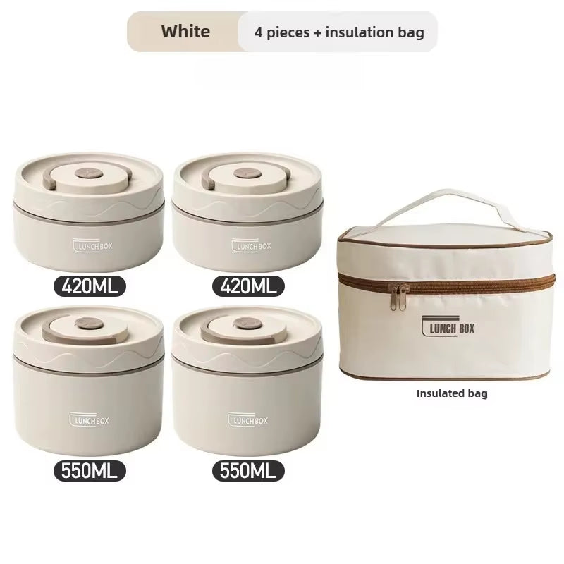 Lunch/Snack Box for Thermal, Stackable 2-Tier Stainless Steel Insulated Bento Box with Cutlery Set for Adult Kids Men Women