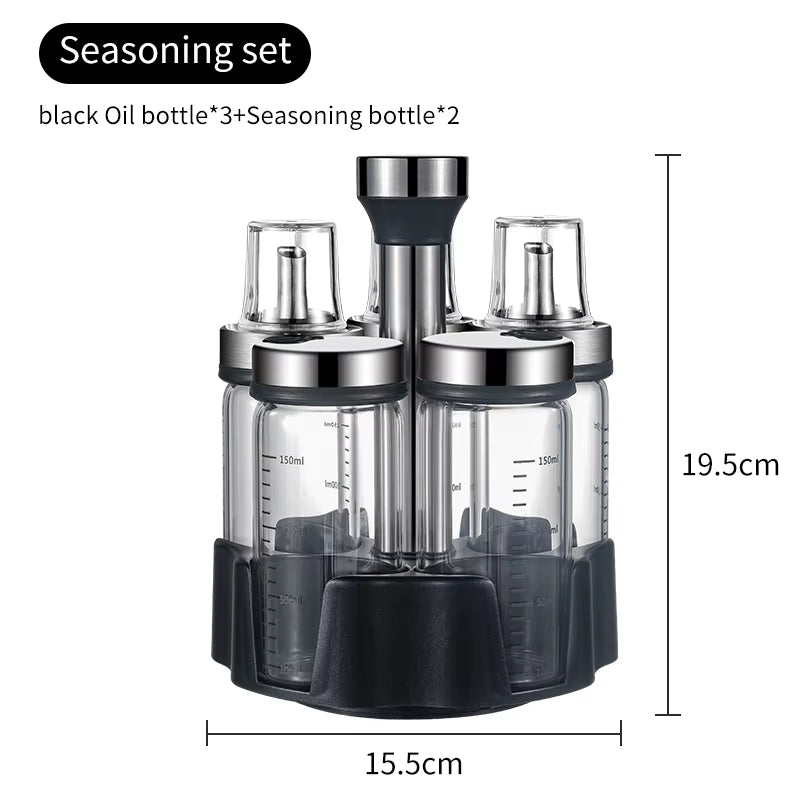 Rotating Seasoning Bottle Set, Kitchen Storage Bottle, Spice Jar Rack, Olive Oil Bottle Set, Pepper Bottle Set, Salt Bottle Set