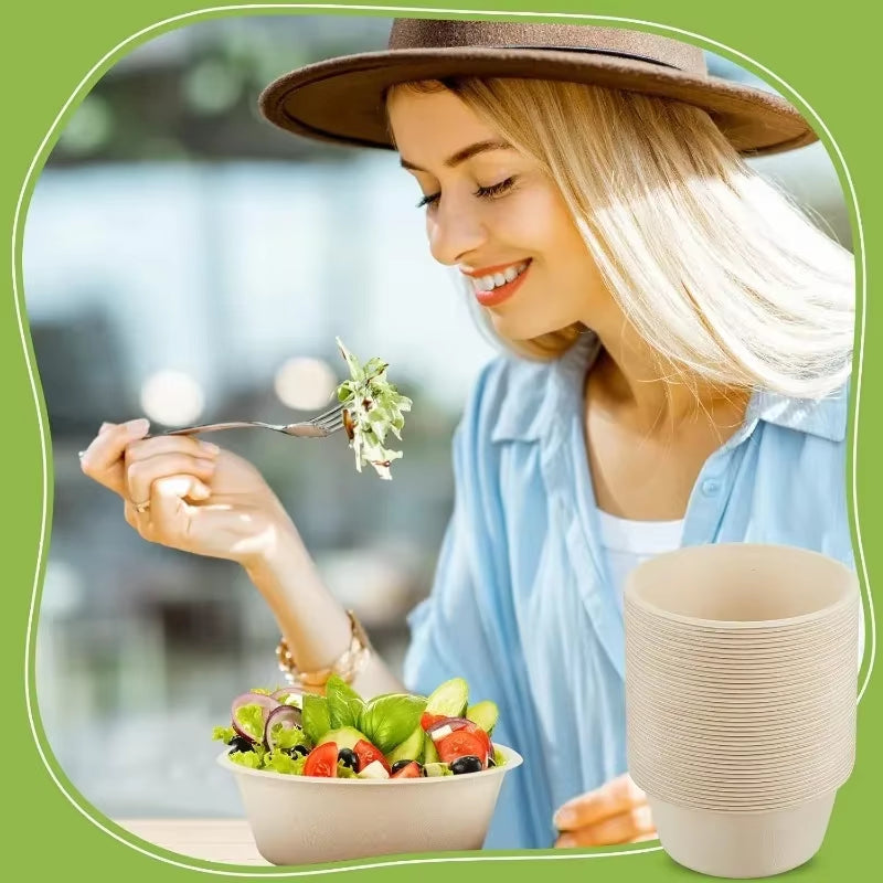 Biodegradable Paper Bowls Bento Box Containers Paper Tableware Salads Fruit Food Containers Takeout Bento Storage Containers