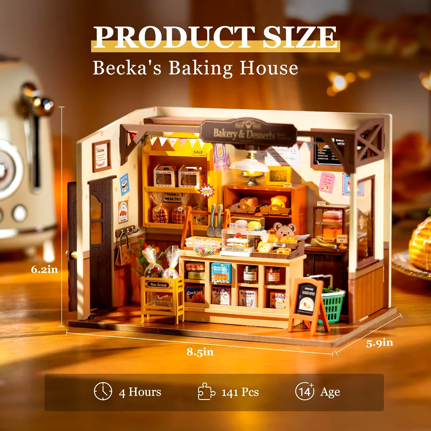 Rolife Becka'S Baking House 3D Puzzle DIY Miniature Dollhouse Kit Amazing Gift for Children DG161