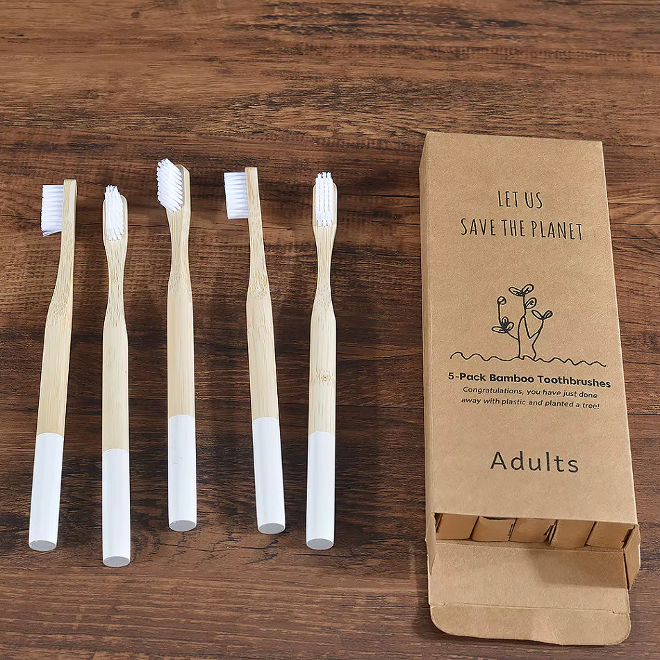Bamboo Toothbrush 5Pack Adult Medium Bristles Eco Friendly Cepillo Dientes Bambu Oral Care Toothbrush Clareador De Dente Brushes