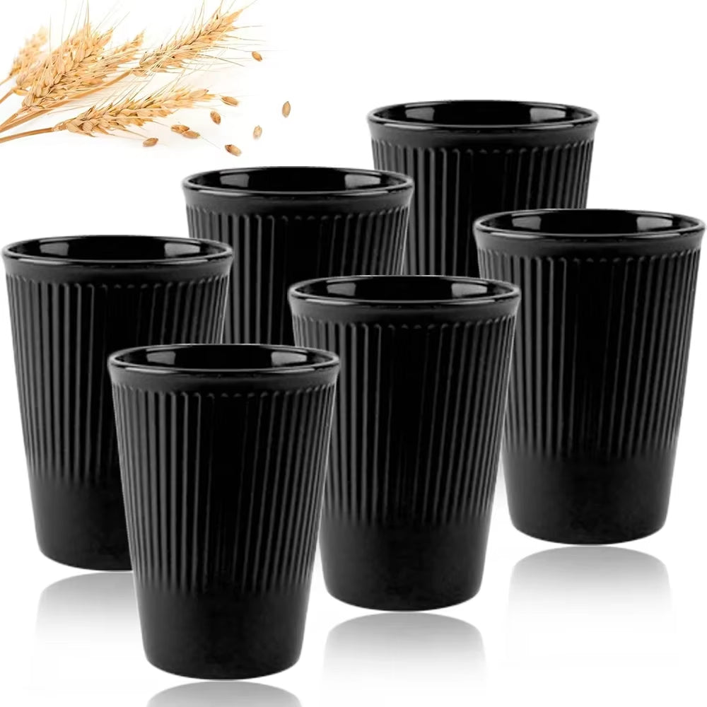 Eco-Friendly Wheat Straw 6Pcs/Set Unbreakable Multi-Purpose Drinking Cups Biodegradable round Toothbrush Cup Bpa-Free