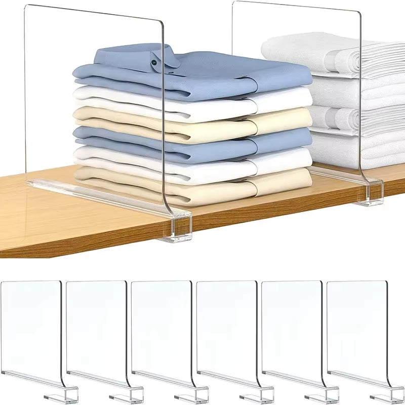 8/6/4/2Pcs Transparent Closet Shelf for Wardrobe Organizer Cloth Divider Cupboard Bookcase Divider Baffle