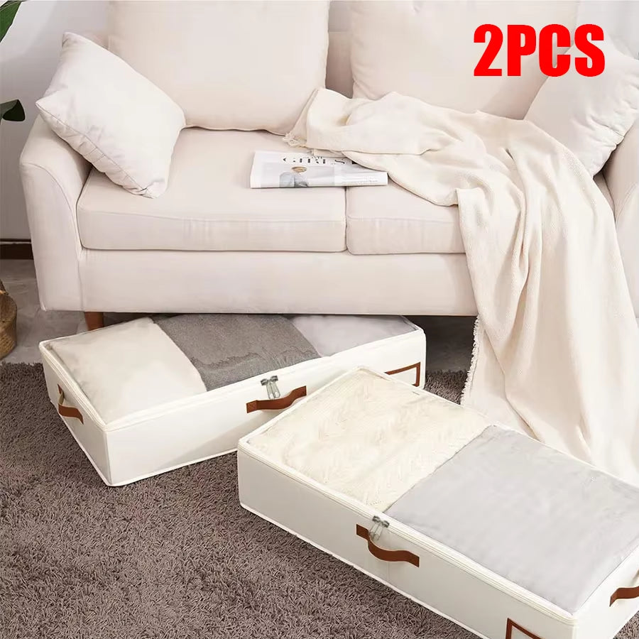 1Pc Quilt Storage Bag Large Capacity Foldable Clothes Storage Bag under the Bed Quilt Storage Box with Cover Wardrobe Organizer