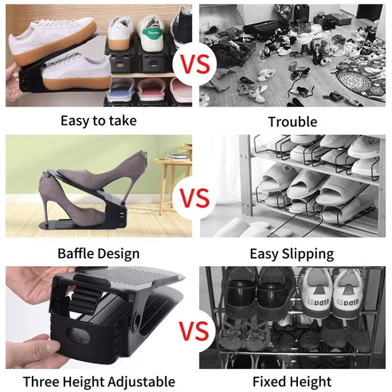 7/100 Pcs Modern Shoe Rack Shoe Storage Rack Double-Layer Integrated Adjustable Plastic Shoe Rack for Home Living Room