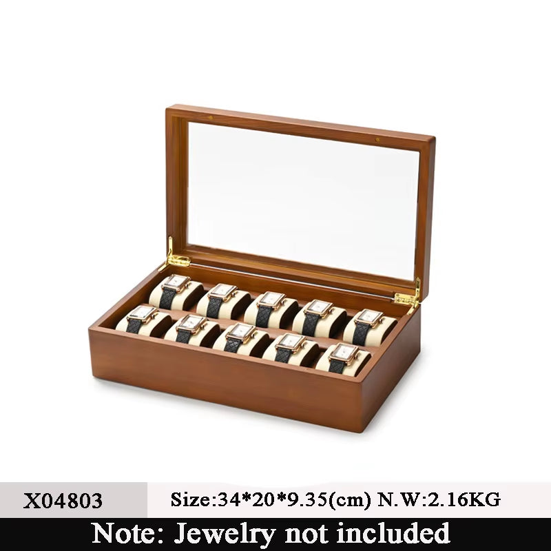 10 Grids Solid Wood Jewelry Organizer Box Watch Holder Storage Case Watch Display Box for Man Women Regalos Para Hombre