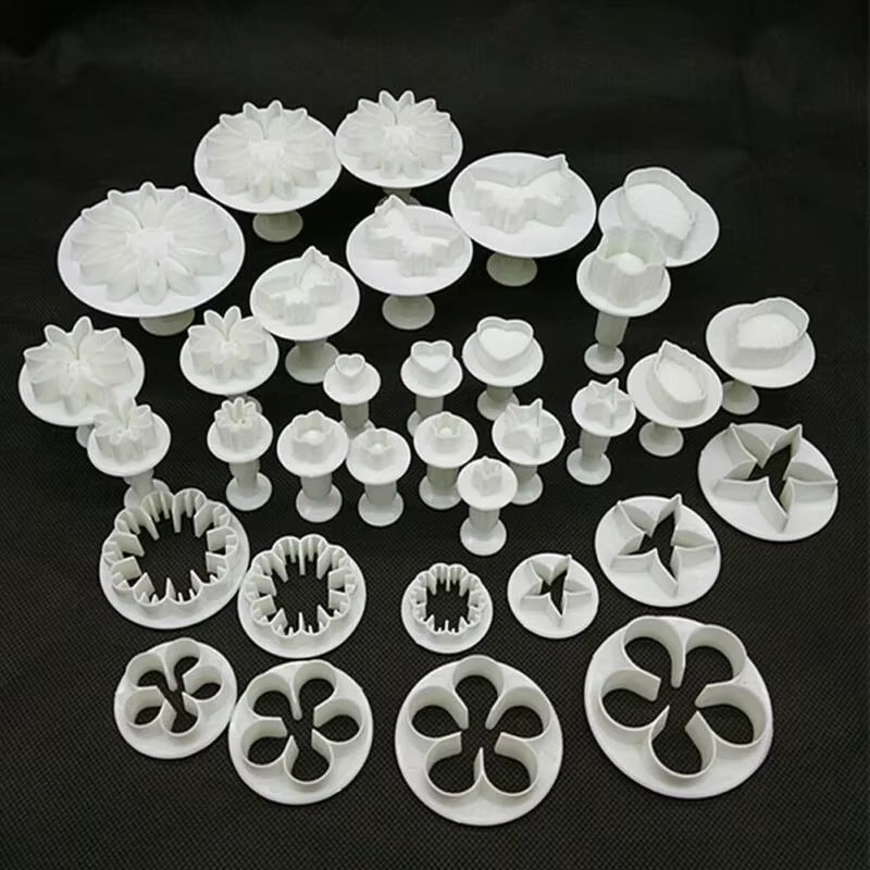 33Pcs/Set Plunger Fondant Cutter Cake Tools Cookie Molds Biscuit Mould DIY Craft 3D Bakeware Kits New