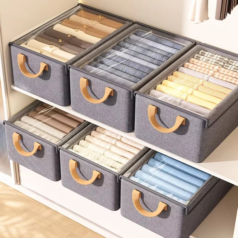 1Pc Foldable Clothing Organizer Underwear Storage Basket with Cover Metal Frame Storage Box for Storing Cloth Wardrobe Organizer