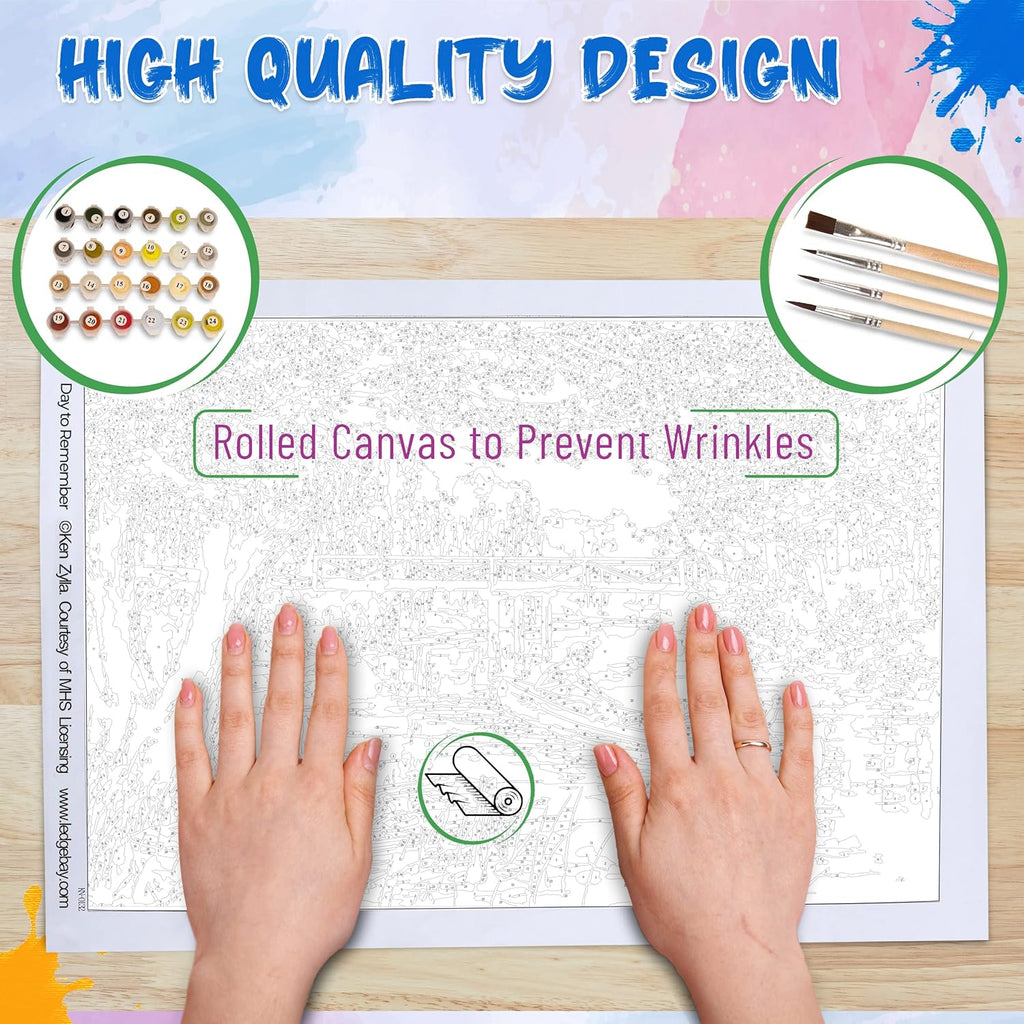 DIY Paint by Numbers Kit for Adults Unframed Canvas: Beginner to Advanced Paint by Numbers Kit Kits Include Acrylic Paint Set Brushes & Tabletop Easel (Mountain Village 16"X 20" Unframed)