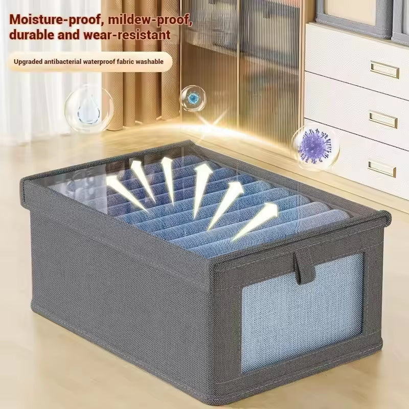 1Pc Foldable Clothes Storage Box Canvas Storage Box Thickened Household Dustproof Storage Box with Cover with Transparent Window