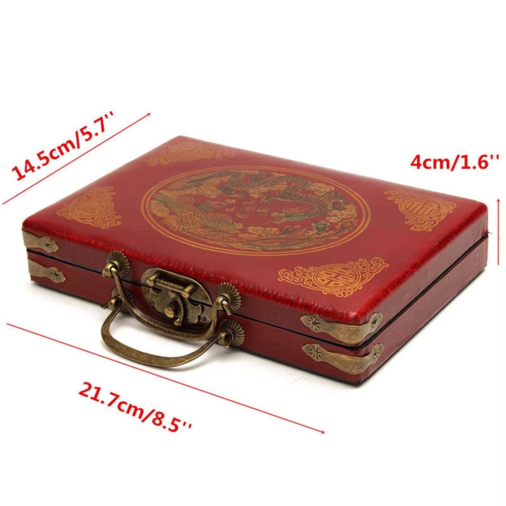 Chinese Numbered Mahjong Set 144 Tiles Mah-Jong Set Portable Chinese Toy with Box Fiber Board Mahjong Board Game for Fun Camping