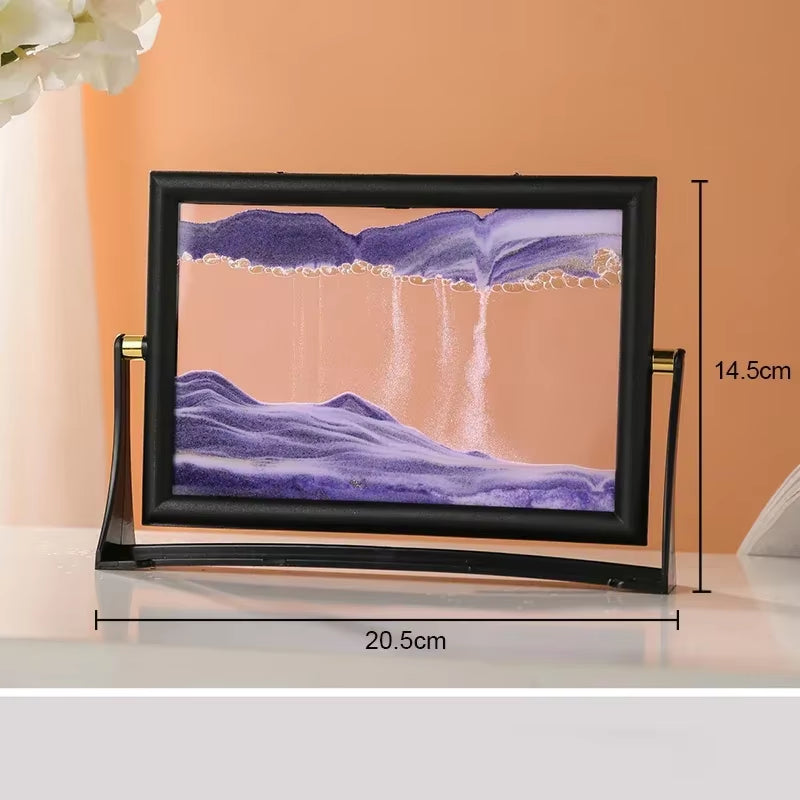 Rotatable Sandscape Moving Sand Art Picture Square Glass 3D in Motion Quicksand Hourglass Creative Flowing Sand Home Decor Gifts