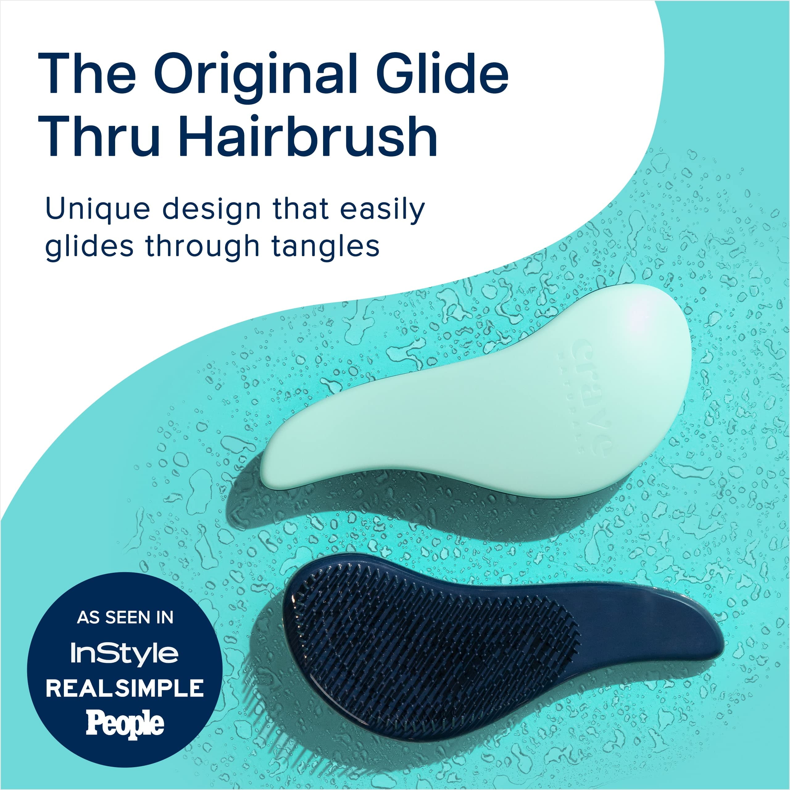 Glide Thru Detangling Brush by  - Tangle-Free Hairbrush for Curly and Straight Hair - Gentle Detangler for Kids, Teens, and Adults - Wet and Dry Hair Care - Travel-Friendly, Turquoise