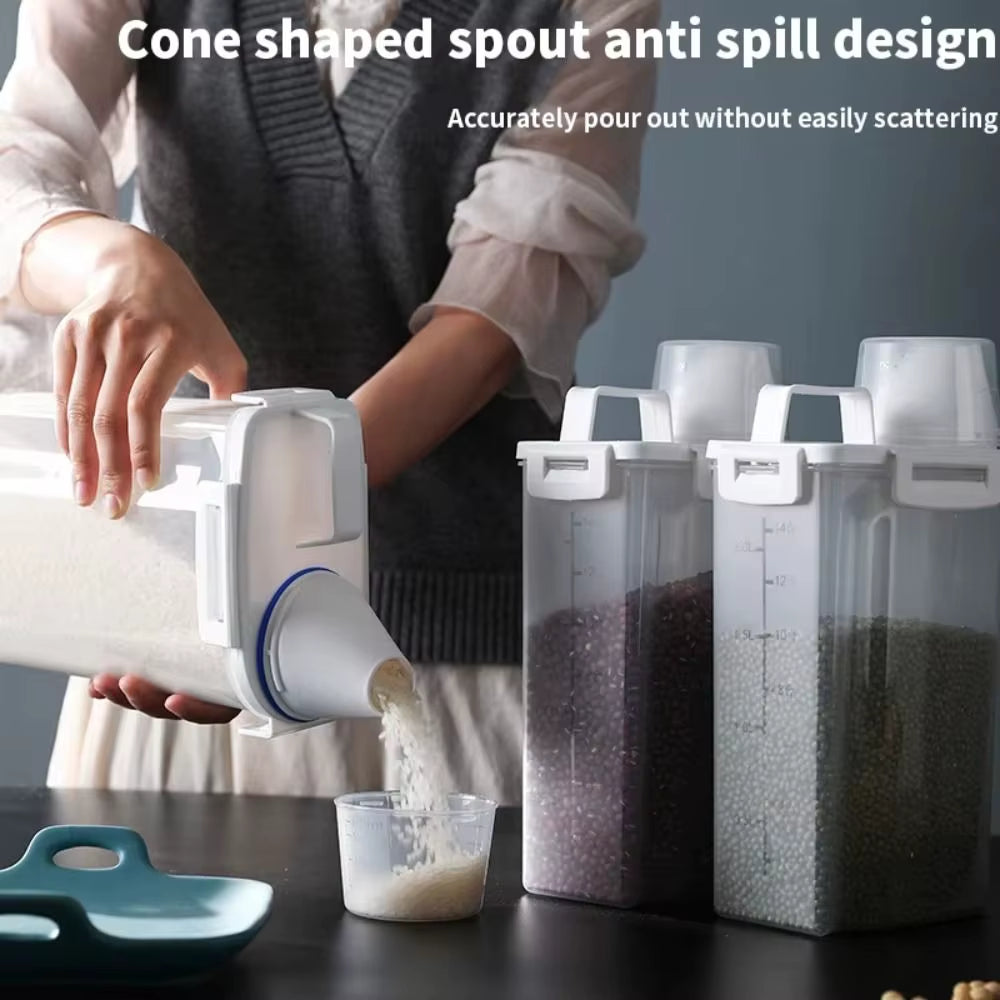 Transparent Laundry Detergent Dispenser Bottle Sealed Multipurpose Laundry Powder Storage Box with Measuring Cup