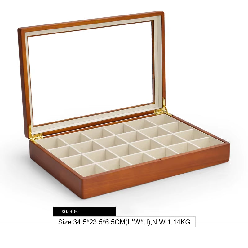 Wooden Jewelry Box Retro Jewelry Display Ring Necklace Earring Bracelet Box Multi Jewelry Storage Organizer Display Case
