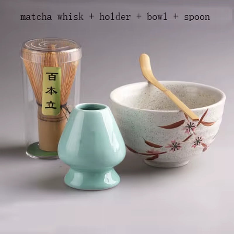 Japanese Matcha Tea Set Matcha Bowl Bamboo Whisk Holder Tray Matcha Set