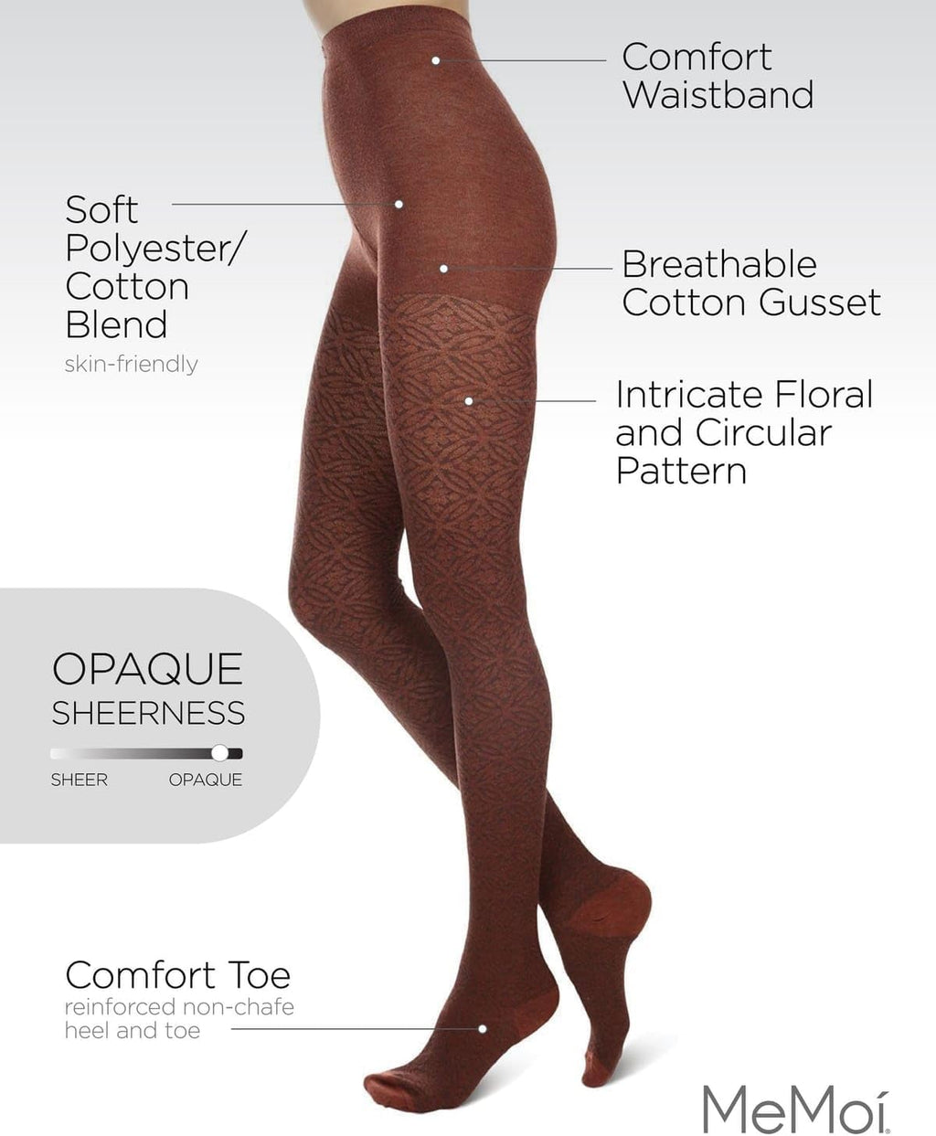 Women'S Flattering Floral and Circular Pattern Sweater Tights