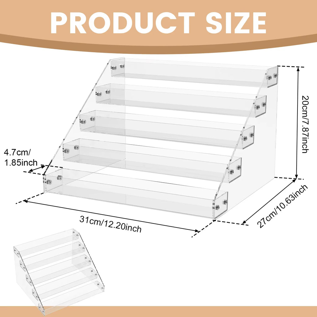 4/5 Tiers Acrylic Shelf Display Stand Transparent Figures Showcase Cosmetic Makeup Perfume Doll CD DVD Blind Box Display Rack
