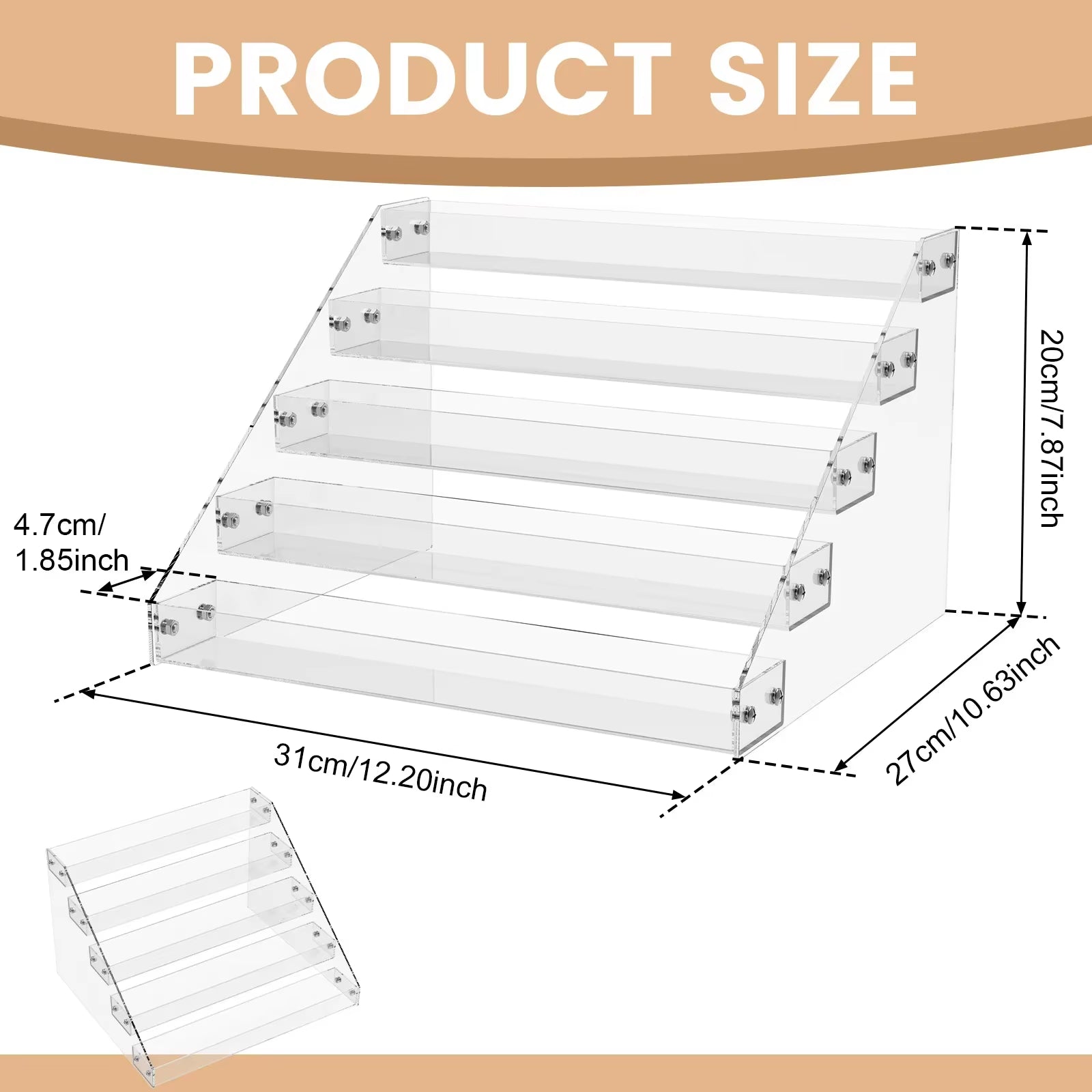 4/5 Tiers Acrylic Shelf Display Stand Transparent Figures Showcase Cosmetic Makeup Perfume Doll CD DVD Blind Box Display Rack