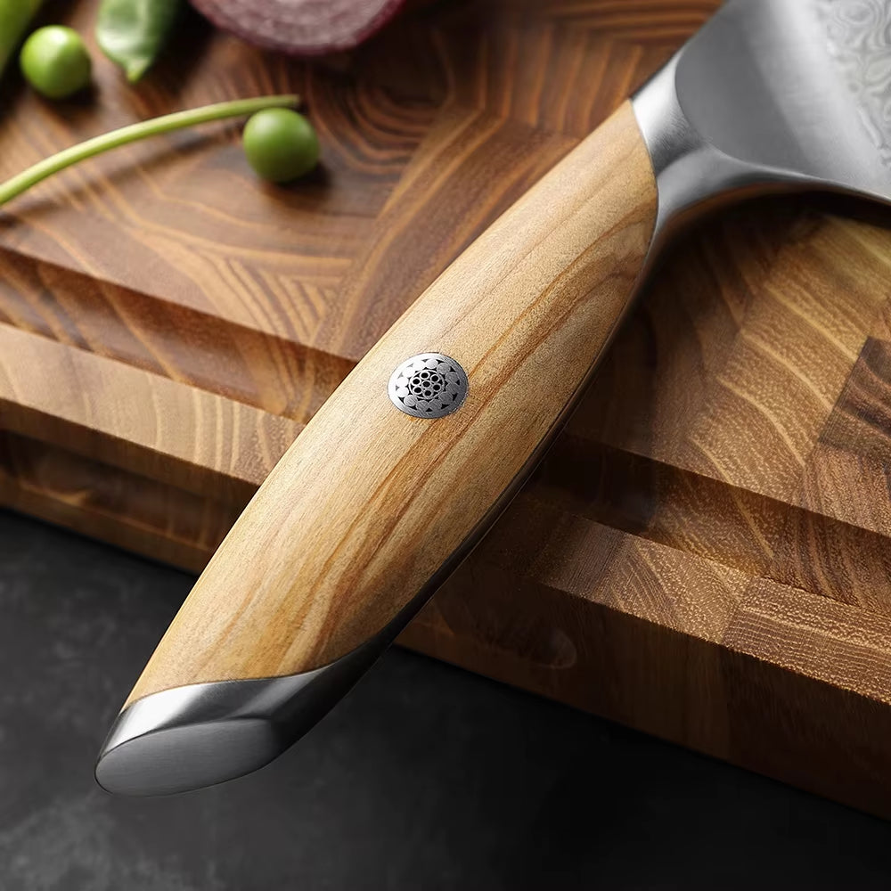 Flagship Series 8 Inch Chef Knife 73 Layers Powder Steel Core Damascus Steel Olive Wood Handle Gift Box Kitchen Knife