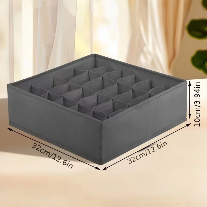24-Compartment Fabric Drawer Organizer for Underwear, Socks, and Ties - Foldable Closet Storage Box with Tension Mount